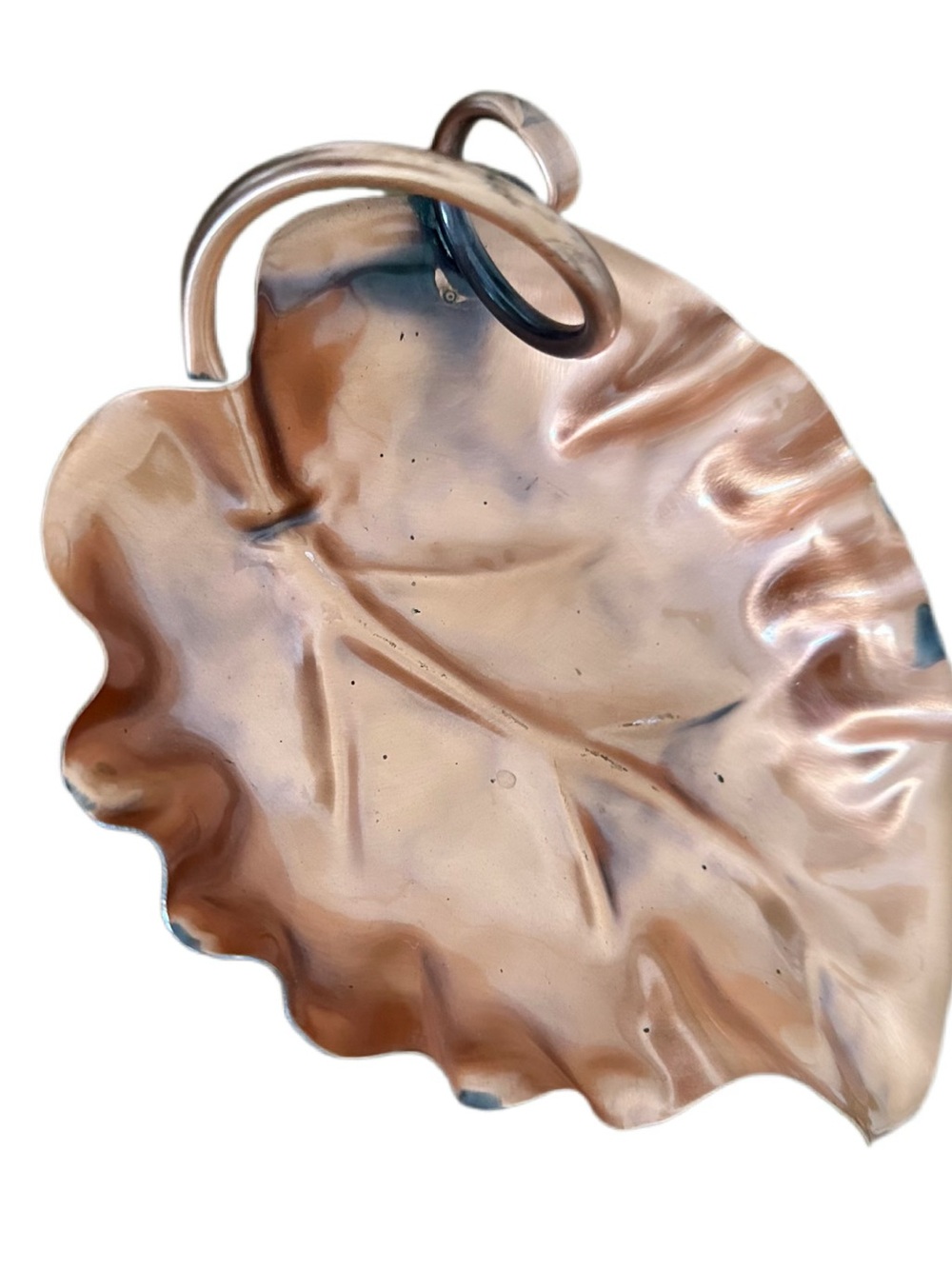 Gregorian Vintage Leaf-Shaped Solid Copper Dish Tray